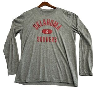 Jordan Nike Oklahoma Sooners Dri-FIT Long Sleeve Shirt Mens L Gray 918837-091